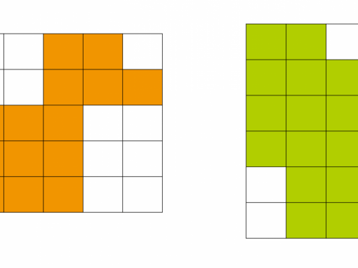 Are there more orange squares or green squares?